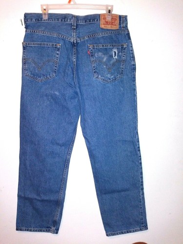 Mens Levi's 550 Jeans 34x29 Straight baggy relaxed distressed 100% Cotton vintag - Picture 2 of 8