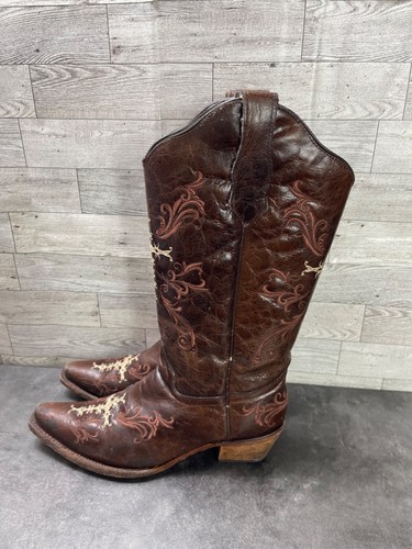 Circle G By Corral Western Boots Women 10M Shoes Brown Leather Embriodered Snip - 第 8/23 張圖片