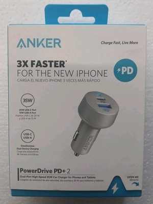 NEW Sealed Anker PowerDrive PD+ 2 35W Car Charger (20W USB-C / 15W USB-A) A2732