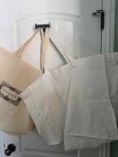 Never Used Lot of 2 Authentic Gucci Cotton Canvas Reusable Totes/Gift Bags