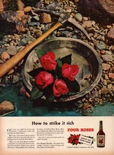 Four Roses Whiskey 1947 Magazine Print Ad – Whiskey Gold Pan Roses Full Page