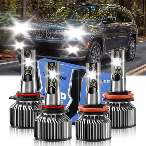 Bombilla de faro LED haz alto bajo 6500 k para Jeep Grand Cherokee 2011-2016 2017 - Imagen 1 de 11