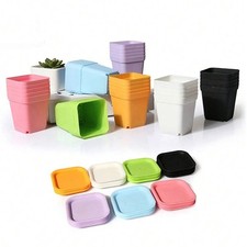10pcs Square Plastic Plant Pots Colourful Mini Succulent Seedling Nursery Pots