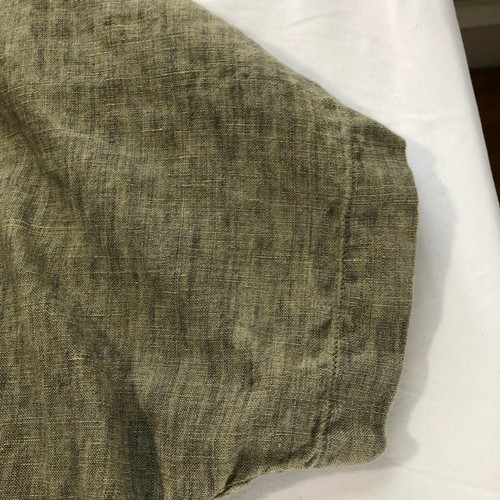 Eileen Fisher organic linen button up short sleeve blouse womens L/XL khaki boxy - Picture 8 of 11