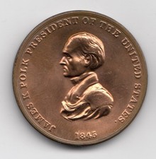 President  James Polk USA treasury medallion or medal - (#1156)