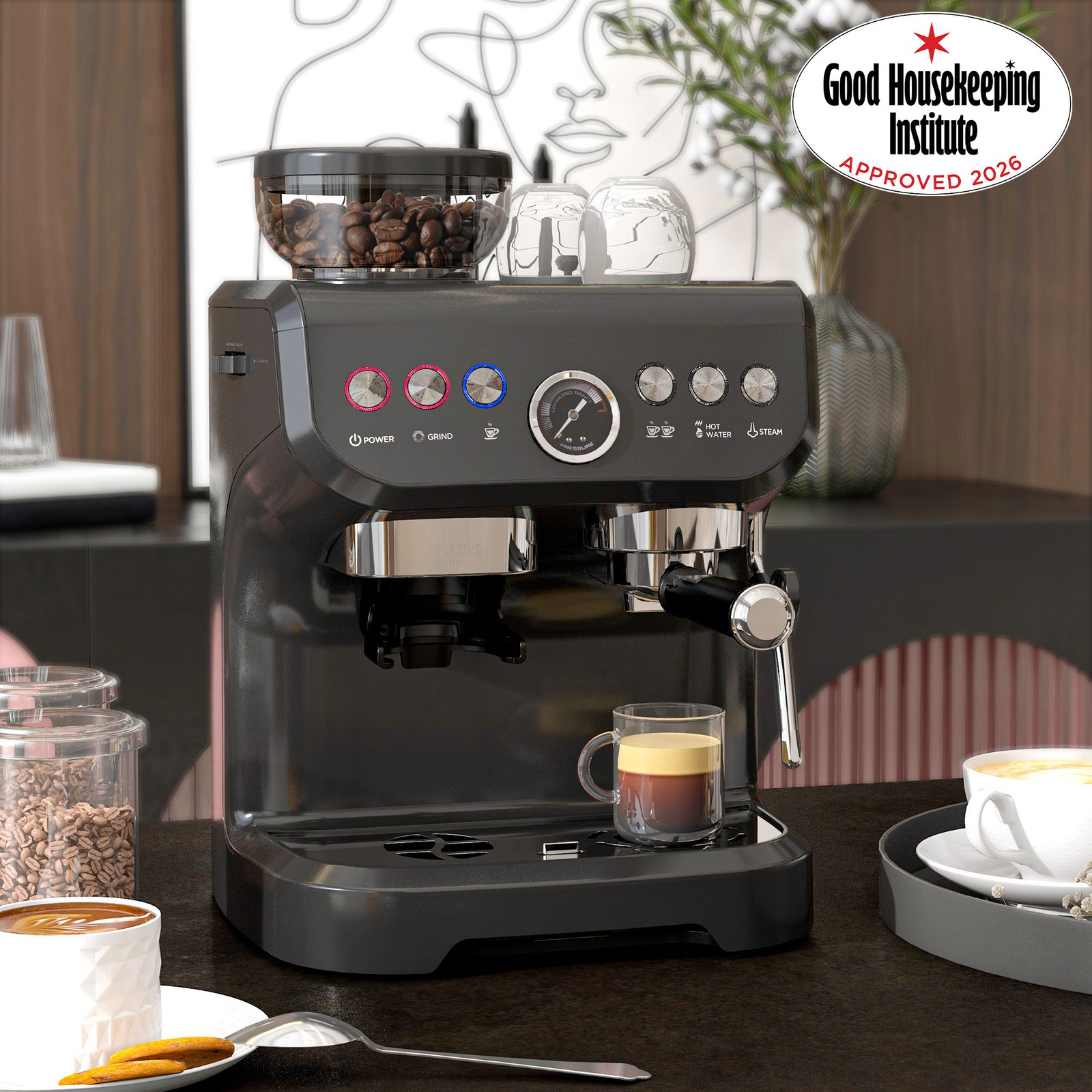 Macchina da Caffè HOMCOM Chicco a Tazza Nera foto 2