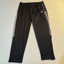 Adidas AeroReady PrimeGreen Black Pants Ankle Zip Pink Stripes Plus Size 2XL EUC