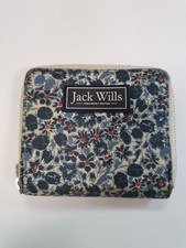 Jack Wills Purse blue Flowers Zipped Zip Coins Cards Notes