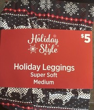 Womens Christmas Leggings Sz M 7-8 Stretch Soft Winter Warm New