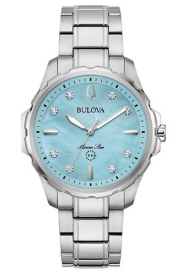 Bulova Marine Star Silber Damen Armbanduhr 96P248