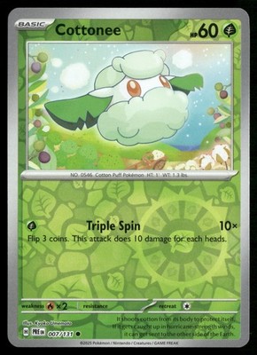 Cottonee 007/131 SV: Prismatic Evolutions Reverse Holo Pokemon TCG