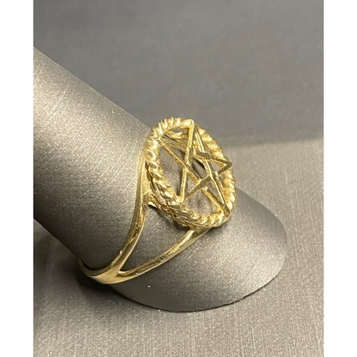 MEN'S YELLOW GOLD PENTAGRAM STAR RING SIZE 10.5 SKY - Picture 4 of 7