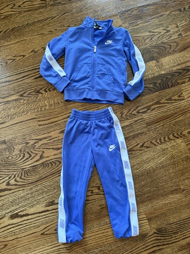 Nike Track Suit Kids Boys 4-5 years old Set Small Blue LogoMock Neck Full Zip - Picture 2 of 7