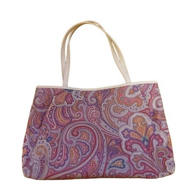 Etro Pink Paisley Tote Bag Leather Handles