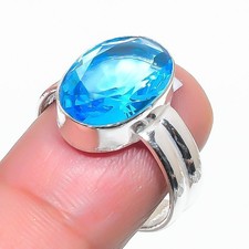 Swiss Blue Topaz Gemstone 925 Sterling Silver Jewelry All Size Ring For Gift
