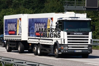 LKW Foto Scania 114G 340 Kofferauflieger Deutschland weiß BINDING BIERBRA #i1wn