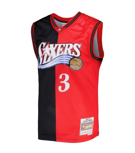 NEW Allen Iverson Mitchell & Ness Philadelphia 76ers Split Jersey Large 2000-01 - Picture 6 of 8