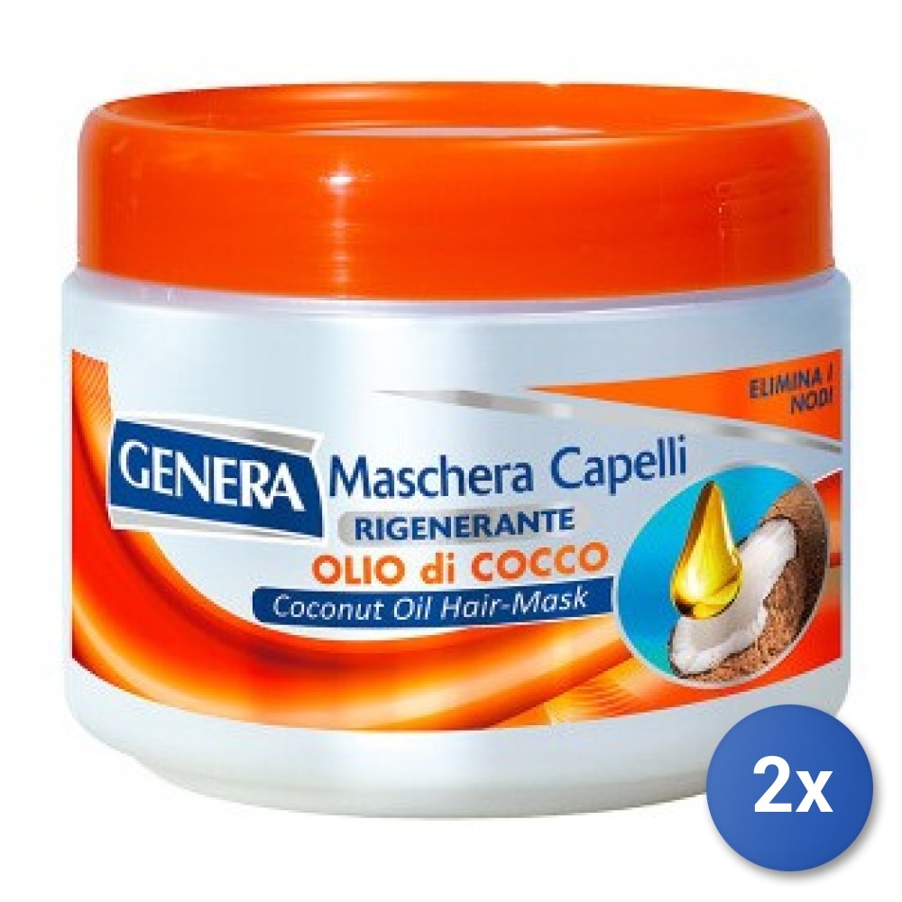 2x Genera Hair Mask 500 Ml In a Coconut Vase Made In Italy