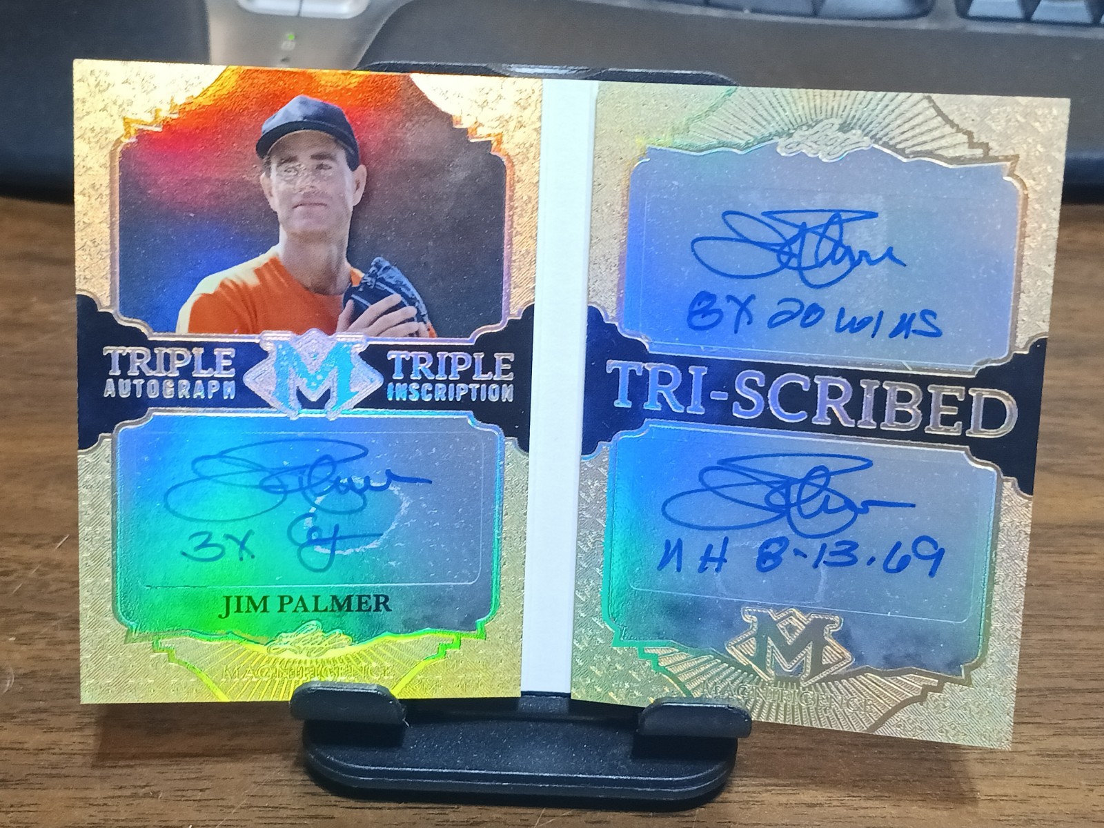 Jim Palmer 2026 Leaf Magnificence Tri-Scribed Booklet Auto 1/1 Orioles HOF
