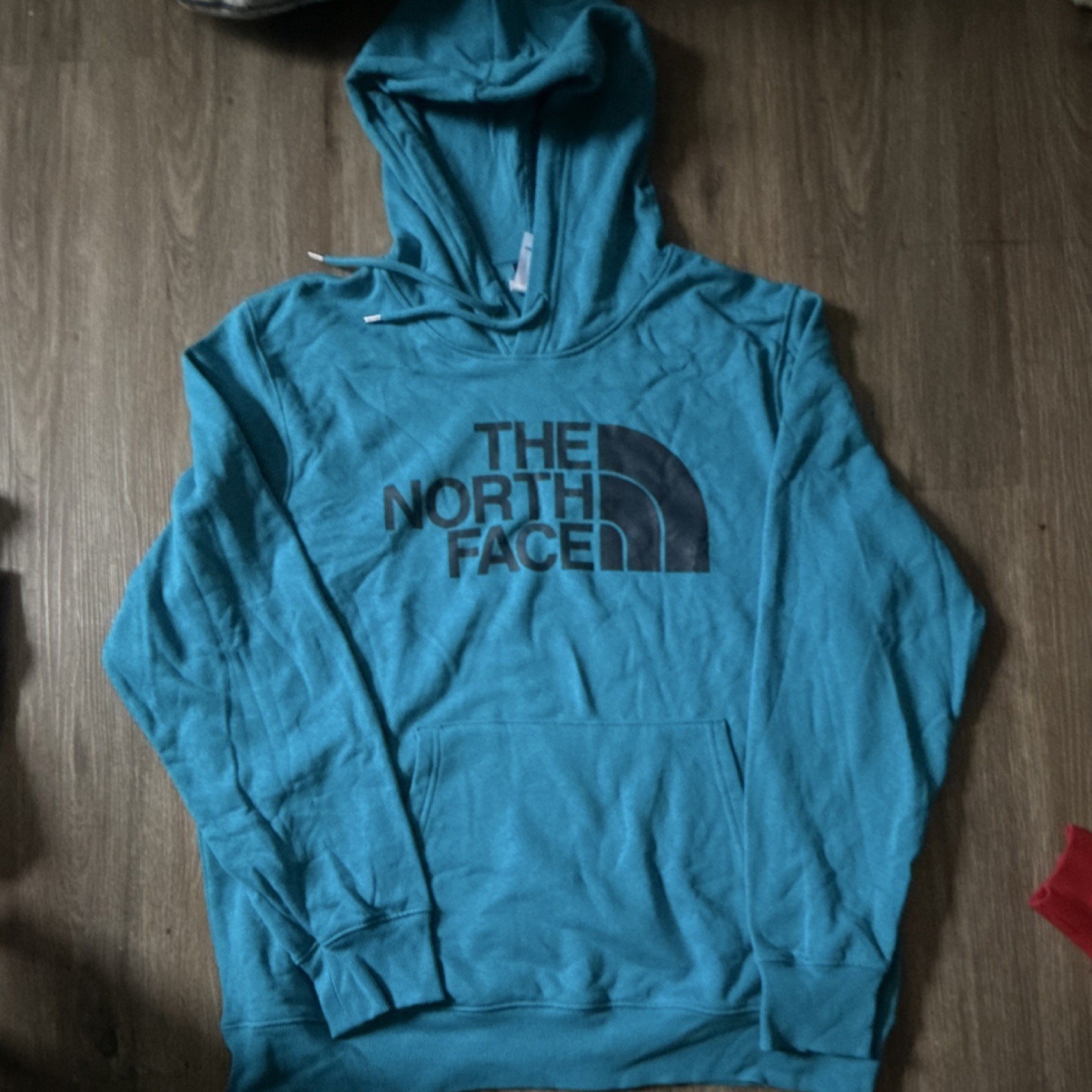 The North Face Teal Fleece Hoodie Men's XL Graphic Print Circular Design