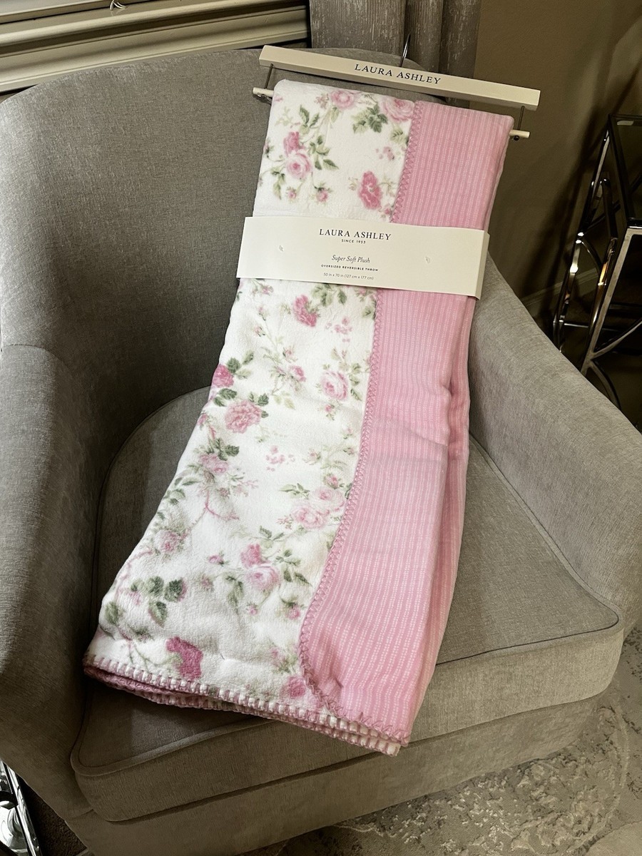 1-NWT LAURA ASHLEY SHABBY CHIC PINK FLORAL STRIPED PRINT DESIGN