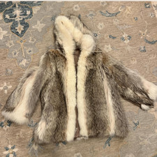 VINTAGE GENUINE FOX FUR COAT WITH HOOD