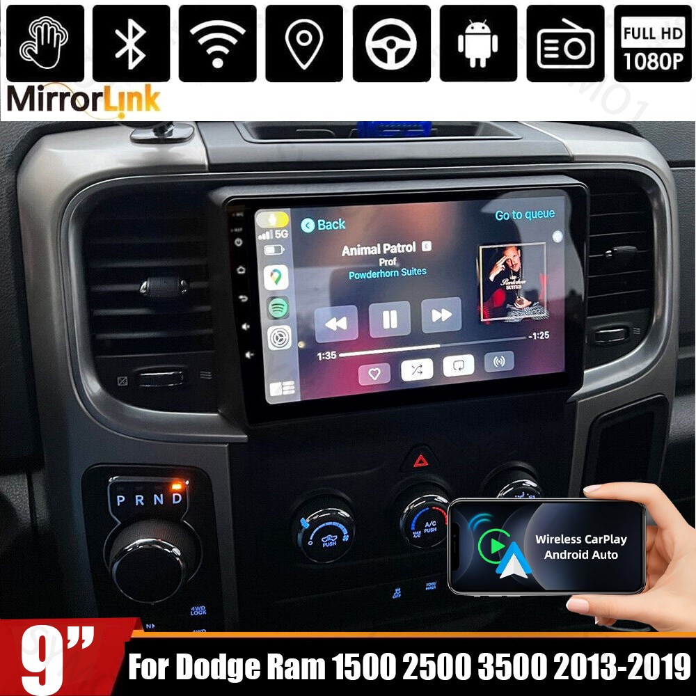 9'' Apple Carplay Car Stereo Radio For Dodge Ram 1500 2500 3500 2013-2019 GPS
