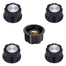 Szliyands A04 knob for 6mm / 0.24" Diameter Shaft 30 mm, Silver,Black 