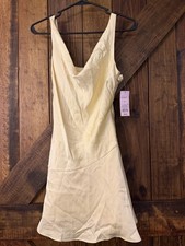 A New Day Light Yellow Solid Full Slip Slip Dress Women s S Recycled Polyester