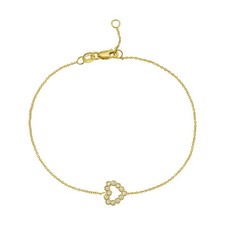 Elegant 14k Yellow Gold Petite Diamond Heart Bracelet