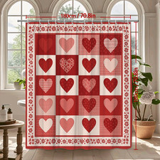 Charming Red Heart Shower Curtain for Valentine's Day Decor