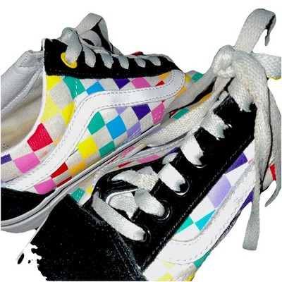 VANS Old Skool Low Top Multicolor Checkerboard Lace-Up Sneakers Gum Sole