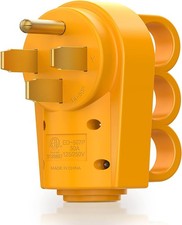 125 250V 50Amp Heavy Duty RV Replacement Male Plug with Ergonomic Handle Yel