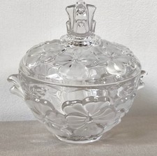 Large Walther Glas Flower Fancies Embossed Glass Lidded Candy/Biscuit Jar.