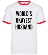 World's Okayest Husband - Mens Ringer - Funny Valentine Love Married Gift