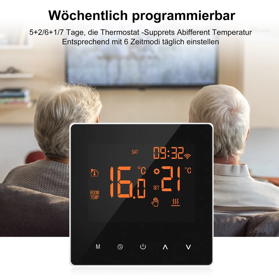 2025 Wifi Digital Thermostat Raumthermostat Fußbodenheizung Touchscreen 16A DE - Bild 2 von 4