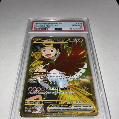 ETHANS HO OH POKEMON HOLO HYPER RARE GOLD DESTINED RIVALS PSA 10 GEM MT 239/182
