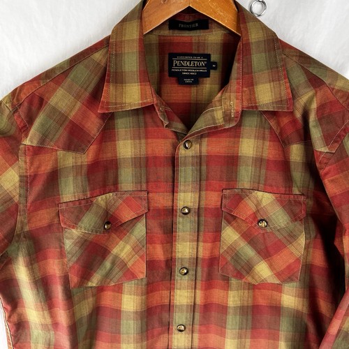 Pendleton Shirt Mens Medium Frontier Pearl Snap High Grade Western Wear Plaid M - Picture 10 of 24