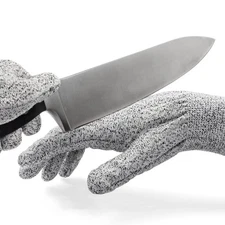 No Cut Kitchen Gloves, Medium - Machine Washable - Light Weight, Grey