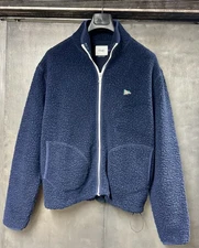 DRAKE’S London navy Boucle Wool Zip Fleece Jacket sz. Large MSRP $530