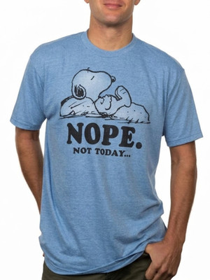 Peanuts Snoopy ''Nope Not Today'' Graphic T-Shirt Heather Blue Mens