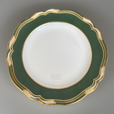 Rare Green, White & Gold Spode Fine Bone China 10.75” Harrogate Dinner Plates x2