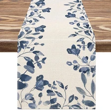 AnyDesign Blue and White Table Runner 13 x 72 Inch 13 x 72 inch, 