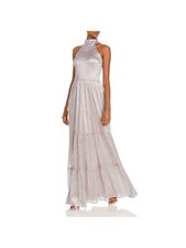 AQUA FORMAL Womens Pink Sleeveless Full-Length Evening Fit + Flare Dress 4