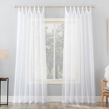 59"x63" No. 918 Sheer Emily Voile Tab Top Curtain Panel White