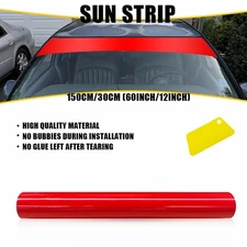 12*60" Gloss Windshield Red Sun Strip Visor Anti-UV Vinyl Decal Window US Banner