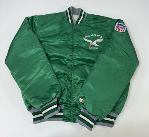 Chaqueta Bomber De Colección Años 80 90 Philadelphia Eagles Starter Satén Verde Kelly Para Hombres L - Imagen 2 de 13