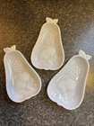 Vintage 1950's HAZEL ATLAS Pear Shaped Dish White MILK GLASS with Fruit Designs