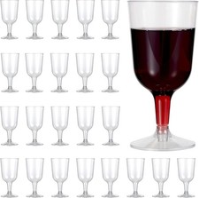 25-Pack Reusable Clear Plastic Wine Glasses 200ml – Shatter-Resistant, Dishwashe