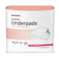 100 McKesson Moderate Absorbency Disposable Adult Bed Pad Underpads 30x30"
